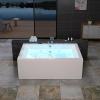 imageEmpava PRO Series Whirlpool Bathtub for Two Heated Jetted Tub with Air Bubble Jets ampamp Chromotherapy Lights Acrylic Soaking Spa Tub Thermostatic Control SelfCleaning ETL Certified White 71quot
