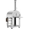 imageEmpava Pizza Oven with Wheels and Side Panel for Outdoor Kitchen Wood Fired for Grill ampamp Outside Camping Backyard Party in Stainless SteelFreestanding46 Inch SilverSilver