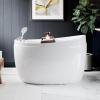 imageEmpava Whirlpool Tub59 in Freestanding Air Jetted Bathtub Japanese Soaking Tub with PreMolded Seat 48 Air Jets for SpaLike Relaxation Glossy White Luxury Acrylic Design