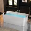 imageWhirlpool Bathtub 67 in Acrylic Freestanding Bath Tub Hydromassage Gracefully Rectangle Shaped 8 Water Jets Soaking SPA DoubleEnded Massage Bathtubs with Black Pillows  White