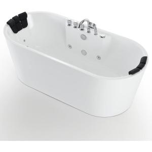 image67 in Acrylic Freestanding Bath Tub Hydromassage Gracefully Oval Shaped 8 Water Jets Soaking SPA DoubleEnded Massage Bathtubs with 2 Pillows  White