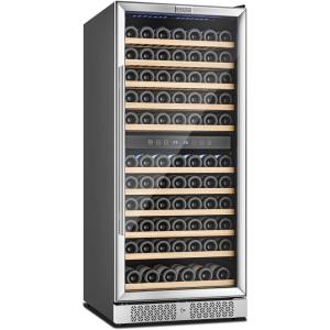 imageEMPAVA 24 Inch Wine Cooler Refrigerator 116 Bottle Wine Fridge Dual Zone Stainless Steel Wine Enthusiast Wine Refrigerator with Professional Compressor Builtin or Freestanding