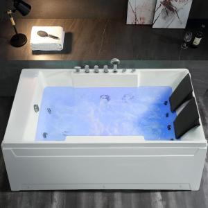 imageEmpava 1125W Whirlpool Tub72quot x 48quot Jetted Bathtub for 2 Person Hydro Massage ampamp ChromatherapyETL Certified3 Sided ApronAcrylic 110 GallonsLeft DrainWhite