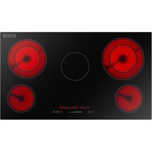 imageEmpava 12 Inch Builtin Electric Cooktop with 2 Burners Touch Control Individual Timers Stop ampamp Go Child Lock Flush Mount Design ETL Certified 1200W ampamp 1800W Zones Hard WiredNo Plug36 Inch