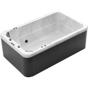 imageEmpava 2 Person 15 Jet 142IN Bathtub Energy Efficient Plug and Play Rectangle Relaxing Outdoor Home Hot Tub Spa with Cover14173 in L x 8661 in W x 4724 in HBlack