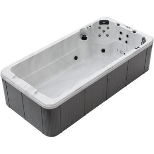 imageEmpava 2 Person 15 Jet 181IN Bathtub Energy Efficient Plug and Play Rectangle Relaxing Outdoor Home Hot Tub Spa with Cover18110 in L x 8661 in W x 4724 in HBlack