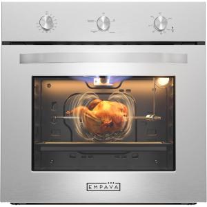imageEmpava 24quot Single Gas Wall Oven with Bake Broil Rotisserie Functions with Mechanical Controls and Builtin Timer and Convection Fan in Stainless Steel