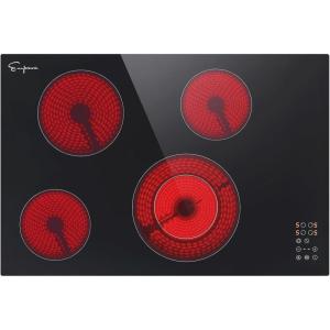 imageEmpava 30 Inch  Electric Cooktop Builtin Radiant Stove 4 Burner with 9 Heating Levels Smooth Glass Surface All Kinds of Cookware ETL Certified220240V Hard Wired No Plug BlackCooktop