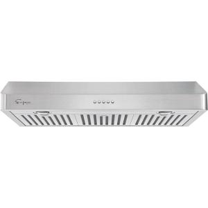 imageEmpava 30 Inch Under Cabinet Range Vent Hood 4Speed 500 CFM Dual Copper Motors Touch ampamp Remote Control Clock Display LED Lights Baffle Filters TopRear Ducted Exhaust Stainless SteelPush Button