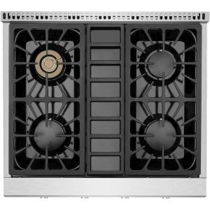 imageEmpava 30 in ProStyle Professional Slidein Natural Gas Rangetop with 4 Deep Recessed Sealed Ultra HighLow BurnersHeavy Duty Continuous Grates in Stainless Steel 30 Inch Silver30 Inch