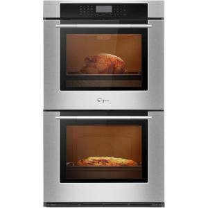 imageEmpava 30quot Electric Double Wall Oven Air Fryer Combo Convection Fan Builtin 10 Cooking Functions with LED Digital Display Touch Control in Stainless Steel EMPV30WO05 30IN Grey30WO05