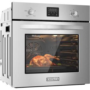 imageEmpava 30quot Electric Single Wall Oven with 12 Cooking Functions with LED Digital Display SelfCleaning Convection Fan Touch Control in Stainless Steel 30 Inch24WO09