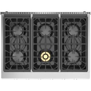 imageEmpava 36 in ProStyle Professional Slidein Natural Gas Rangetop with 6 Deep Recessed Sealed Ultra HighLow BurnersHeavy Duty Continuous Grates in Stainless Steel 36 Inch Silver
