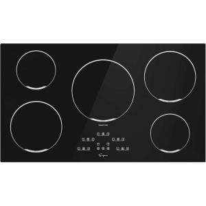 imageEmpava 36quot Electric Induction Cooktop Builtin Modular Stovetop with 5 Elements 9 Power Level Boost Burners in Black Vitro Ceramic Glass 36 Inch36 Inch