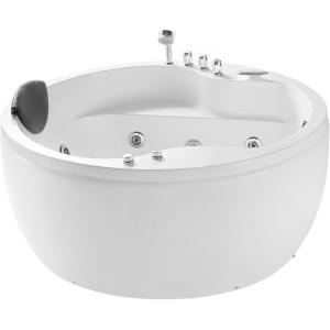 imageEmpava 59quot Freestanding Whirlpool Tub with Right Drain 750W Stand Alone Jetted Bathtub with 6 Powerful Nozzles AcrylicRound2 Big Platforms to Rest Your HandsETL Certified59 Inch