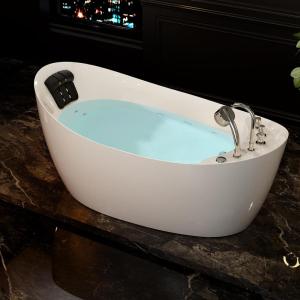 imageEmpava 67quot x 31quot Freestanding Whirlpool Tub with LeftRight Drain560W Stand Alone Bathtub with 7 Hydromassage Jets Elegant BoatShapedAcrylicETL Certified