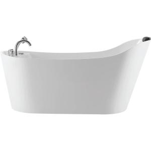 imageEmpava 67quotx 30quot Freestanding Whirlpool Tub560W Stand Alone Jetted BathtubSlipper Shape with Lumbar and Cervical Support with 110V Power Plug ETL Certified
