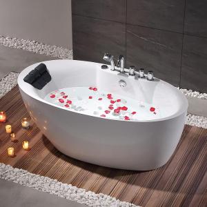 imageEmpava 71quot Freestanding Whirlpool Bathtub  560W Stand Alone Jetted Tub with 7 Hydromassage NozzlesLarge Recline Angle Boat Shape AcrylicETL Certified