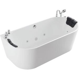 imageEmpava 71quot Freestanding Whirlpool Bathtub Oval with 8 Hydromassage Adjustable Water Jets Luxury Acrylic Massage SPA Soaking Bath Tub in White Double Ended