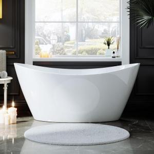 imageEmpava Bathtub 67quot Soaking Tub Acrylic Free Standing Tub with Center Drain and Overflow Contemporary Design Bathtub for Bathroom cUPC Certified Glossy WhiteCenter Drain Bathtub