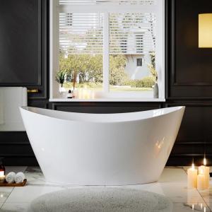imageEmpava Bathtub 67quot Soaking Tub Acrylic Free Standing Tub with Center Drain and Overflow Contemporary Design Bathtub for Bathroom cUPC Certified Glossy WhiteContemporary