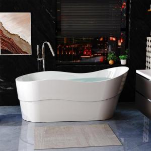 imageEmpava Bathtub 67quot Soaking Tub Acrylic Free Standing Tub with Center Drain and Overflow Contemporary Design Bathtub for Bathroom cUPC Certified Glossy WhiteEnd Drain Bathtub