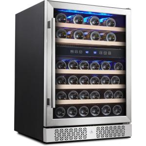 imageEmpava Cooler Refrigerator 160 Bottles Dual Zone Built in or Freestanding Compressor Wine Fridge Chiller in Stainless Steel 24 Inch45 Bottles Dual Zone
