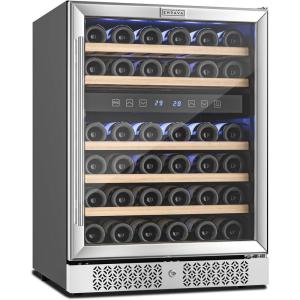 imageEmpava Cooler Refrigerator 160 Bottles Dual Zone Built in or Freestanding Compressor Wine Fridge Chiller in Stainless Steel 24 Inch46 Bottles Dual Zone