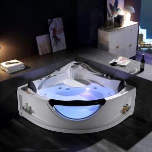 imageEmpava Corner Whirlpool Bathtub with Heater2 Person 59quot Jetted Tub with LightSpa Hydromassage with ChromatherapyAcrylicWhite ETL Certified59 Inch