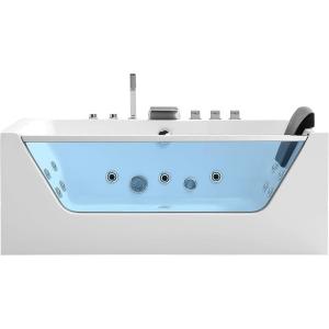 imageEmpava Corner Whirlpool Bathtub with Heater2 Person 59quot Jetted Tub with LightSpa Hydromassage with ChromatherapyAcrylicWhite ETL Certified59JT408LED