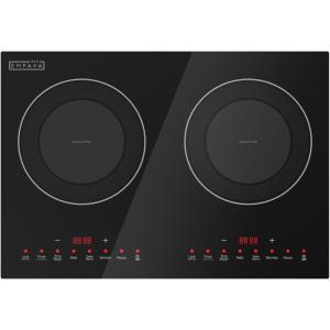 imageEmpava DoubleDual Induction Cooktop 2 Burner Shatterproof Flat Glass Top 18 Levels from 120F to 460F 3 Preset Mode BulitinCountertop 110120 Volt Plug in Electric Stove for Kitchen RV20 Inch