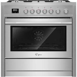 imageEmpava Freestanding ampamp SlideIn Gas Range 50 Cu Ft Single Oven with 5 Sealed HighLow Burners ampamp Touch Timer Heavy Duty Continuous Grates in Stainless Steel 30 Inch38 Inch