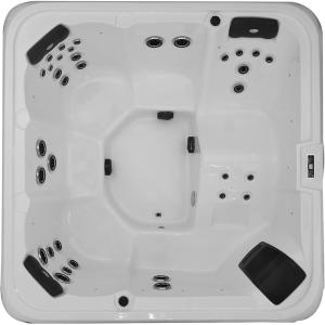 imageEmpava Luxury Outdoor Hot Tub 6 Person Whirlpool Outdoor Spa Tub Freestanding Bathtub 85IN 36 Jets Massage Square Relaxing Home Garden Hot Tub Spa with LED Lights ampamp Cover Black