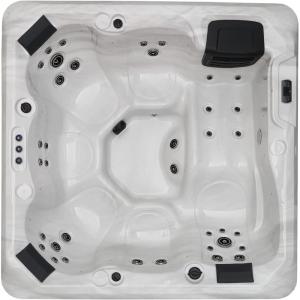 imageEmpava Luxury Outdoor Hot Tub 6 Person Whirlpool Outdoor Spa Tub Freestanding Bathtub 87IN 37 Jets Massage Square Relaxing Home Garden Hot Tub Spa with LED Lights ampamp Cover Gray