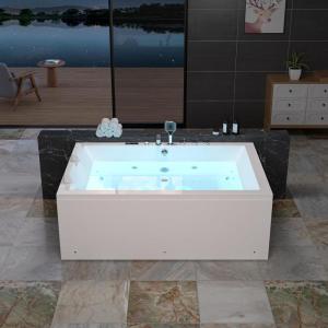 imageEmpava PRO Series Whirlpool Bathtub for Two Heated Jetted Tub with Air Bubble Jets ampamp Chromotherapy Lights Acrylic Soaking Spa Tub Thermostatic Control SelfCleaning ETL Certified White 71quot