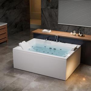 imageEmpava PRO Series Whirlpool Tub 71quot x 51quot Jetted Bathtub for 2 Person Hydro Massage ampamp Chromatherapy 3 Side Apron Acrylic Spa Tub with Waterfall Faucet Dual Drain 3430W ETL Certified