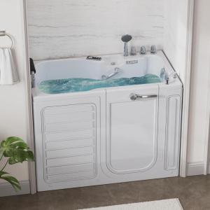 imageEmpava Walk In Tub for Seniors54quot x 30 Right Drain12 Air ampamp 13 Whirlpool Massage Jets Bathtubwith builtin Heater2 Safety Handrail1925quot Wide Right Outswing DoorSlipResistant FloorAcrylicWhite
