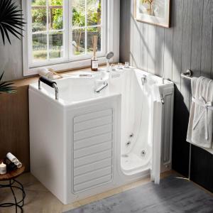 imageEmpava Walk in Tub 54quot Whirlpool Bathtub with 12 Air ampamp 13 Water Jets Heated Massage Soaking Tub 20 Wider Outward Swing Door Right DrainWalkIn Bathtub for Seniors Acrylic