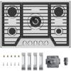 imageEmpava 30quot Recessed Gas Stove Cooktop with 5 Italy SABAF Sealed Burner NGLPG Convertible in Stainless Steel 30 inches