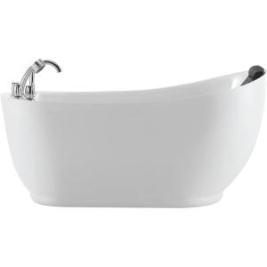 imageEmpava 67quot Freestanding Whirlpool Bathtub with Hydromassage Adjustable Water Jets Luxury Acrylic Massage SPA Soaking Bath Tub in White
