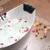 image67 in Acrylic Freestanding Bath Tub Hydromassage Gracefully Oval Shaped 8 Water Jets Soaking SPA DoubleEnded Massage Bathtubs with 2 Black Pillows  White