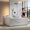 imageEmpava 2 Person Heated Soaking Whirlpool Bathtub 71 Jetted Tubs with 16 Jets8 Water Jetted  8 Air Bubble Acrylic SPA Bath Tub with LED control panel Faucet and two white pillows