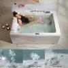 imageEmpava 2 Person Heated Soaking Whirlpool Bathtub 71 Jetted Tubs with 16 Jets8 Water Jetted  8 Air Bubble Acrylic SPA Bath Tub with LED control panel Faucet and two white pillows