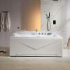 imageEmpava 2 Person Heated Soaking Whirlpool Bathtub 71 Jetted Tubs with 16 Jets8 Water Jetted  8 Air Bubble Acrylic SPA Bath Tub with LED control panel Faucet and two white pillows