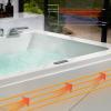 imageEmpava 2 Person Heated Soaking Whirlpool Bathtub 71 Jetted Tubs with 16 Jets8 Water Jetted  8 Air Bubble Acrylic SPA Bath Tub with LED control panel Faucet and two white pillows