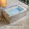 imageEmpava 2 Person Heated Soaking Whirlpool Bathtub 71 Jetted Tubs with 16 Jets8 Water Jetted  8 Air Bubble Acrylic SPA Bath Tub with LED control panel Faucet and two white pillows