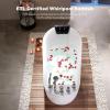 imageEmpava 59 Inch Acrylic Freestanding Whirlpool Tub Hydromassage Gracefully Oval Shaped Whirlpool 7 Water Jets Soaking SPA Lumbar and Neck Support Black Pillow ETL Certified White67 Inch