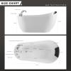 imageEmpava 59 Inch Acrylic Freestanding Whirlpool Tub Hydromassage Gracefully Oval Shaped Whirlpool 7 Water Jets Soaking SPA Lumbar and Neck Support Black Pillow ETL Certified White67 Inch