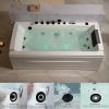 imageEmpava Acrylic Whirlpool Bathtub 71Inch Jetted Bathtub with Healing Chromotherapy Heated Soaking Tub with LED Control Panel Comforting Hydro Massage Tub with Waterfall Joy Black Pillow71JT351BK