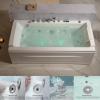 imageEmpava Acrylic Whirlpool Bathtub 71Inch Jetted Bathtub with Healing Chromotherapy Heated Soaking Tub with LED Control Panel Comforting Hydro Massage Tub with Waterfall Joy Black Pillow71JT351